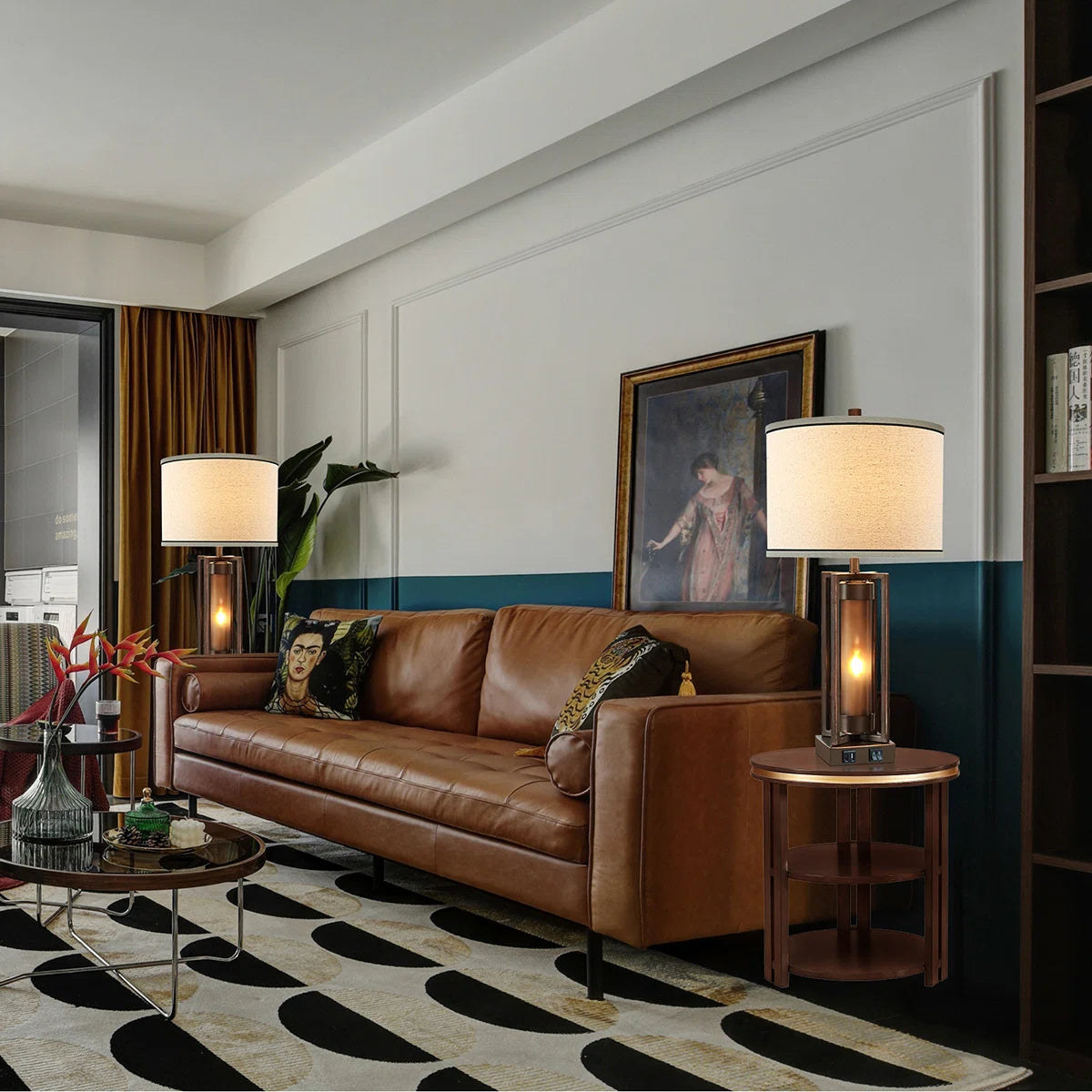 Eleonora 26" Bronze Metal Table Lamp Set With Night Light And USB Ports