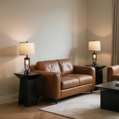 27” FarmhouseTable Lamp Set With Night Light And USB Ports (Set of 2)