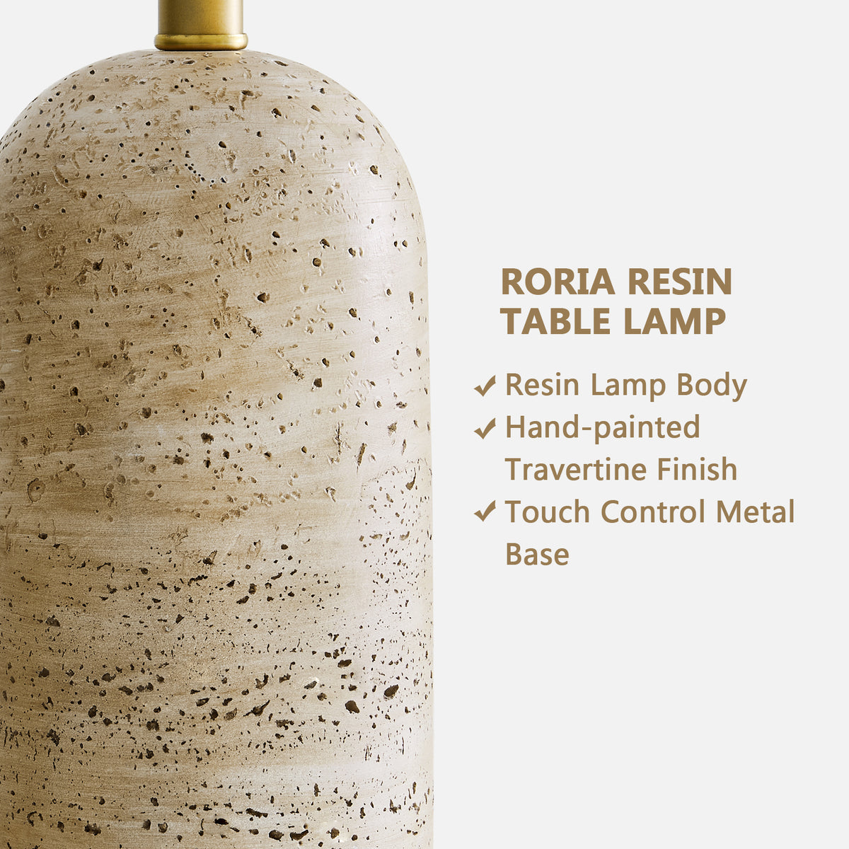 RORIA 25" Modern Resin Table Lamps Set of 2,for Bedrooms and Living Room, Featuring USB-A&C Charging Ports,Touch-Control 3-Level Dimming Bedside Lamp