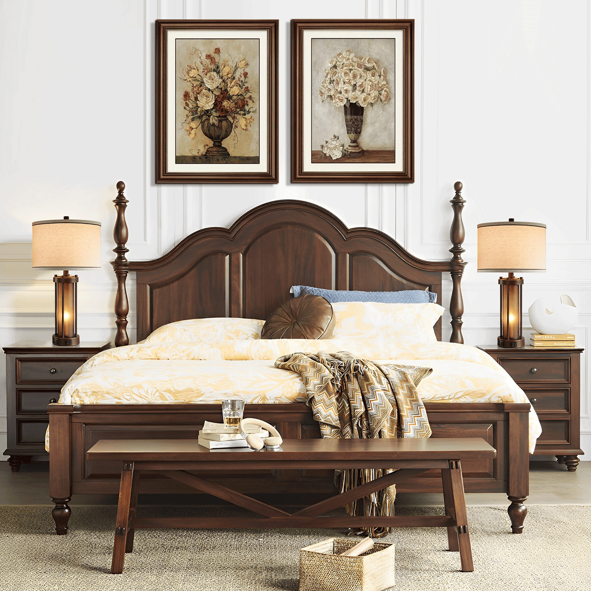RORIA 24”Living Room Table Lamps Set of 2, Modern Farmhouse-Style Bedside Lamps, Featuring Dual USB-C&A Charging Ports and a Night Light Function, for Bedroom Nightstands