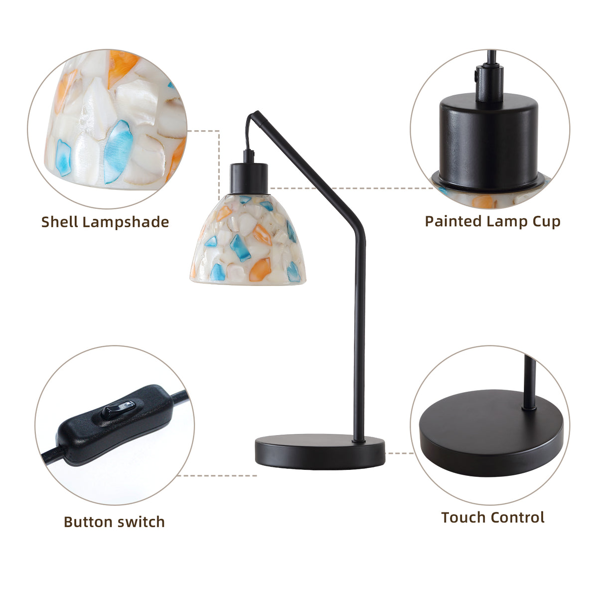 Rohopeto Table Lamps Set of 2, 15.94" , Stained-Glass Table Lamps, Bedside Lamps， for Nightstand and Living room(Bulb Included)Nightlight,Modern Bedroom Table Lamps