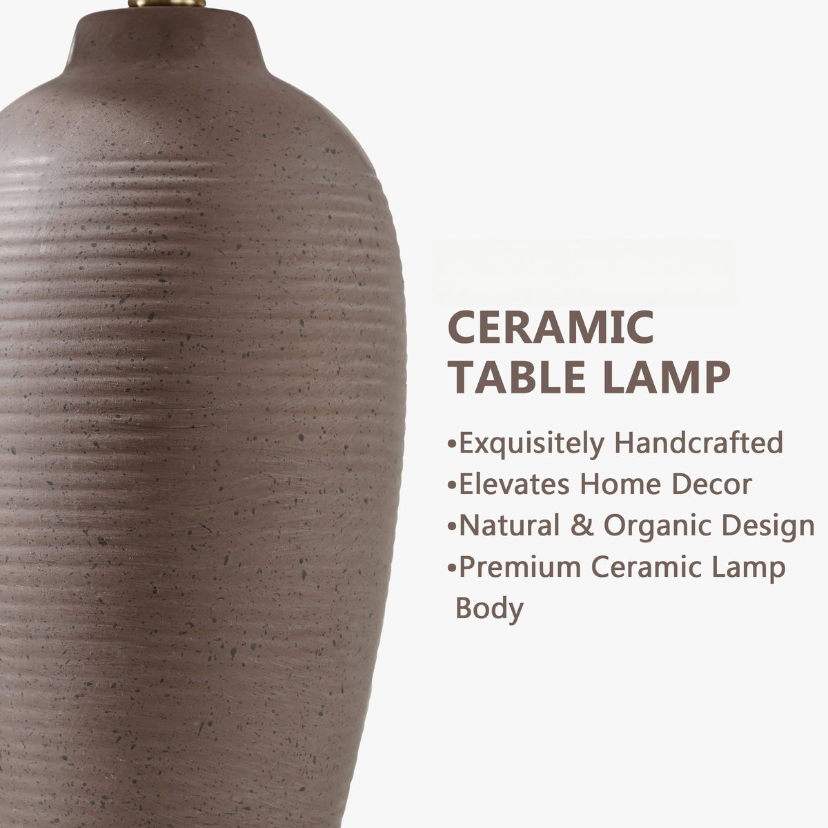 RORIA 25" Grey Textured Ceramic Table Lamps Set of 2,with Linen Drum Shade, Farmhouse Bedside Lamps for Living Room Bedroom, Bulbs Included