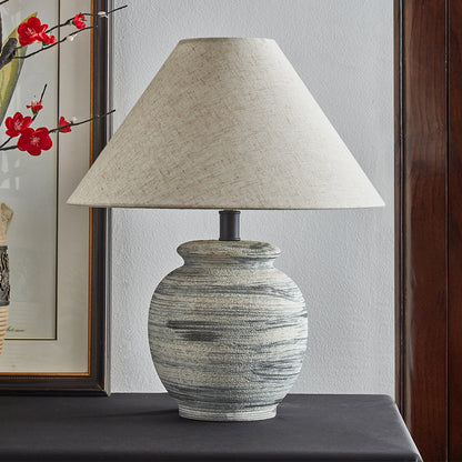 Wabi-Sabi Sandstone Pottery Table Lamp