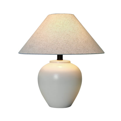 Wabi-Sabi White Glazed Ceramic Jar Table Lamp