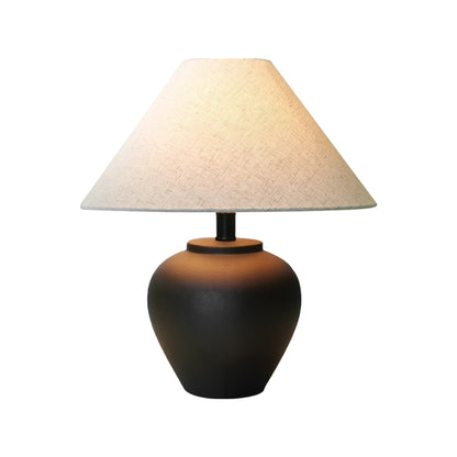 Wabi-Sabi Black Ceramic Jar Table Lamp