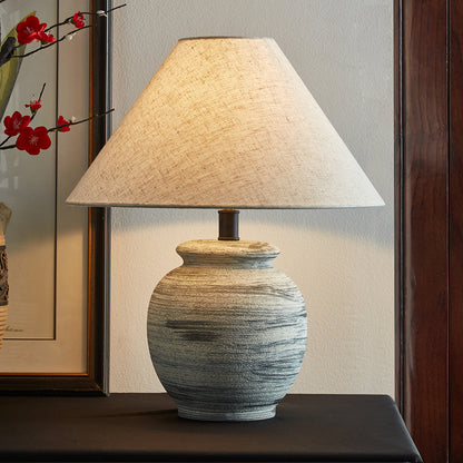 Wabi-Sabi Sandstone Pottery Table Lamp