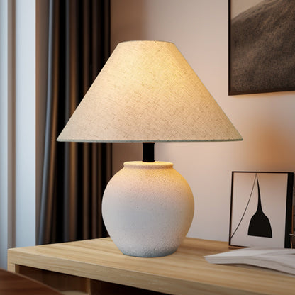 Wabi-Sabi Rust Spotted Retro White Ceramic Jar Table Lamp