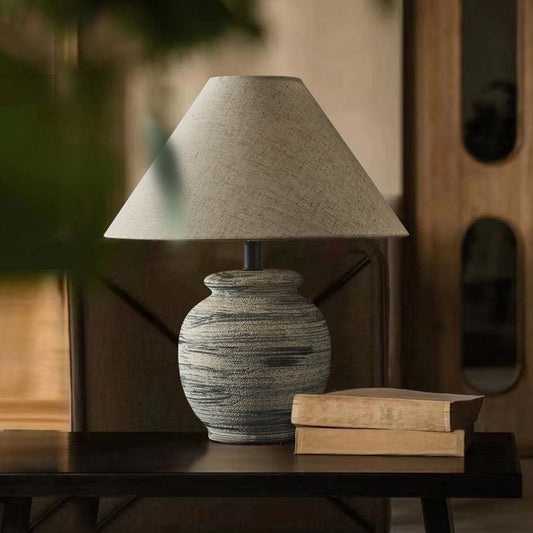 Wabi-Sabi Sandstone Pottery Table Lamp