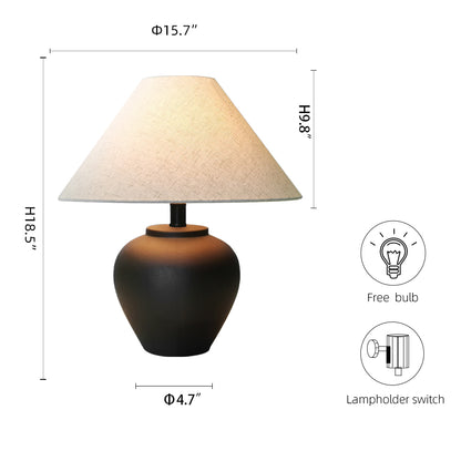 Wabi-Sabi Black Ceramic Jar Table Lamp