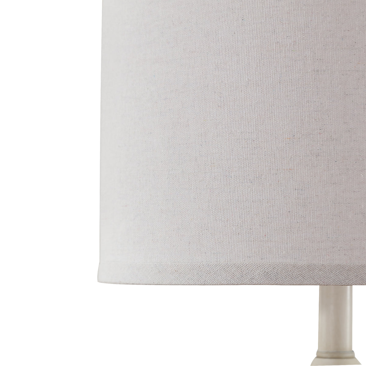 RORIA White Solid Wood Floor Lamp, 65” Modern-Style Standing Lamp, Featuring a Round Linen Shade and a Zip-Pull Switch, for Living Room, Bedrooms, and Offices.