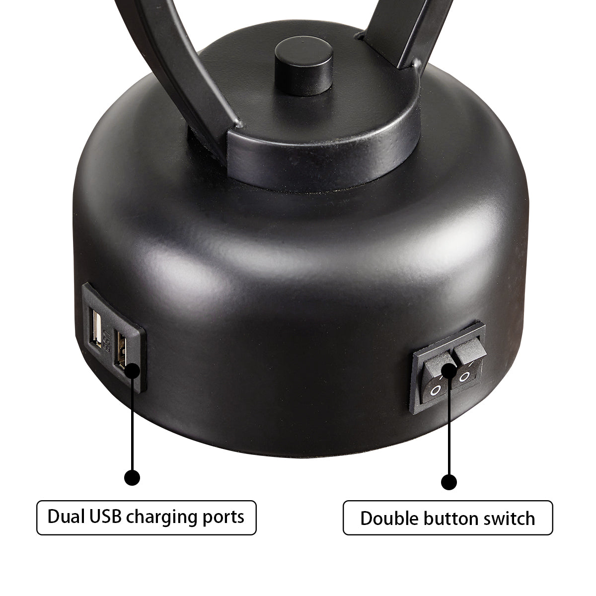 27” FarmhouseTable Lamp Set With Night Light And USB Ports (Set of 2)