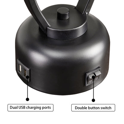 27” FarmhouseTable Lamp Set With Night Light And USB Ports (Set of 2)