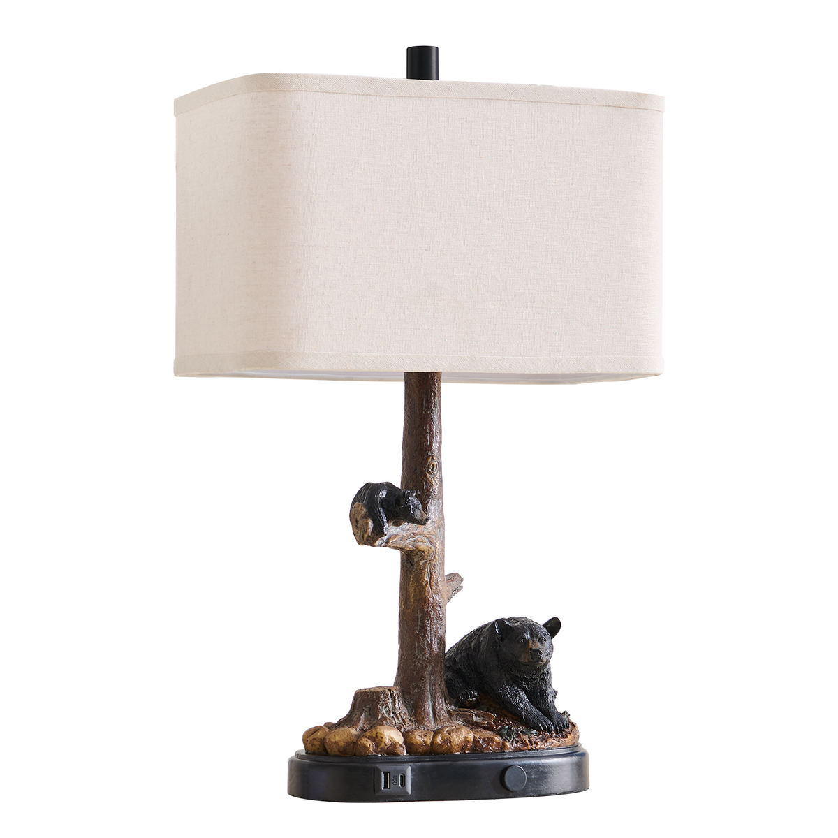 Rohopeto Touch Control Table Lamps,23" Tall,with USB A+C Ports,3 Way Dimmable Nightlight,Bedside Nightstand Lamps,for Bedroom Living Room Vintage Farmhouse Style,Brown Bear Resin(Bulbs Included)