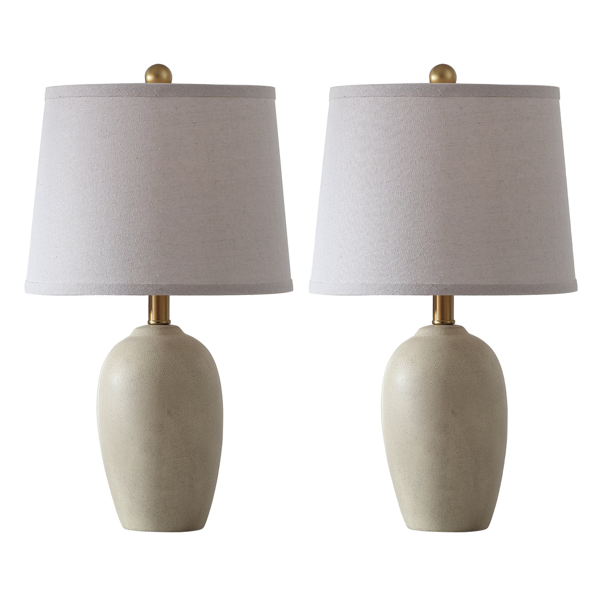 JUJUYUYOP 21" Ceramic Table Lamps Set of 2, for Living Room and Bedrooms， Modern-Style Bedside Table Lamps with Linen Lampshades and Bulbs Included
