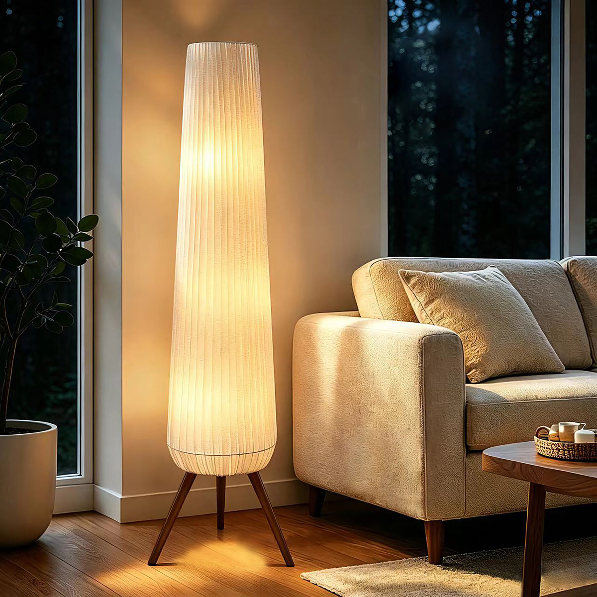 Rohopeto Wooden Tripod Floor lamps, Foot Switch, 61" Tall, Three Headed Floor Lamps, Floor Lamps for Bedroom,Modern Living Room Floor Lamps Multiple Head (Bulbs Included) Manufactured in Guangdong