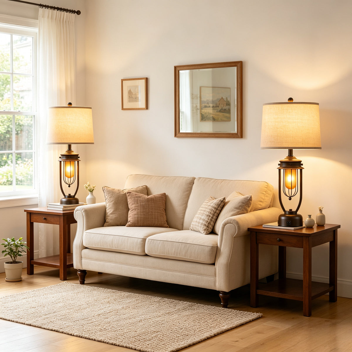 Rohopeto 27"Living room Table Lamps Set of 2 with USB A+C Ports Built-in Frosted Smoked Glass Nightlight Bedside Nightstand Lamps Dual Switches Modern Bedroom Table Lamps （Bulbs Included