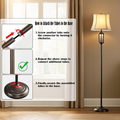 65.8' Antique Brass Finish Floor Lamp With Night Light