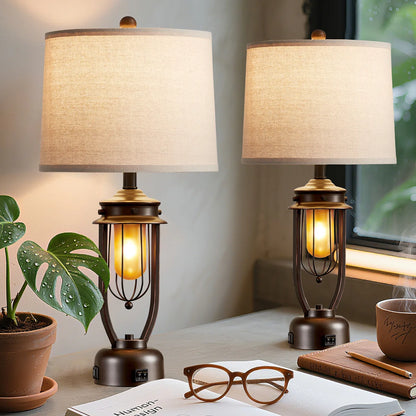 27” Table Lamp Set With Night Light And USB Ports (Set of 2)