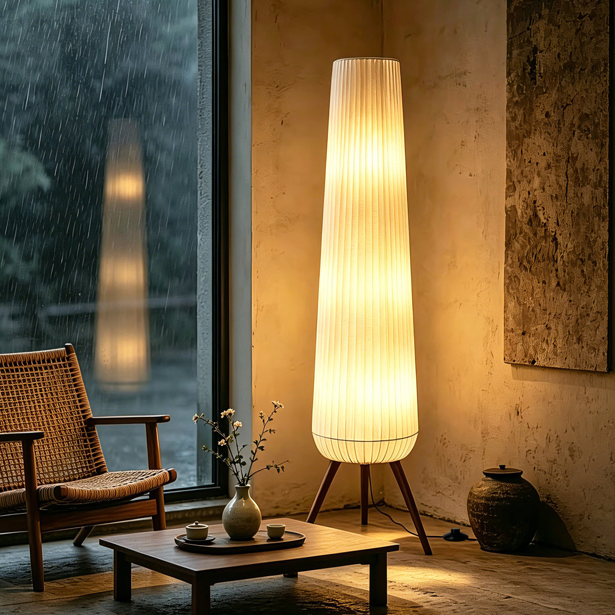 Rohopeto Wooden Tripod Floor lamps, Foot Switch, 61" Tall, Three Headed Floor Lamps, Floor Lamps for Bedroom,Modern Living Room Floor Lamps Multiple Head (Bulbs Included) Manufactured in Guangdong