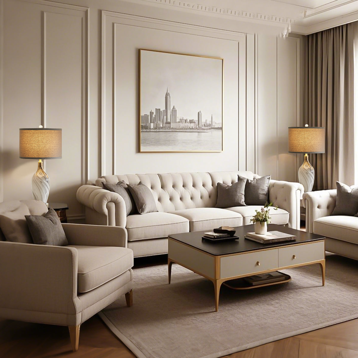 25.8"silky Gray Glass Table Lamp With Crystal Base (set Of 2)