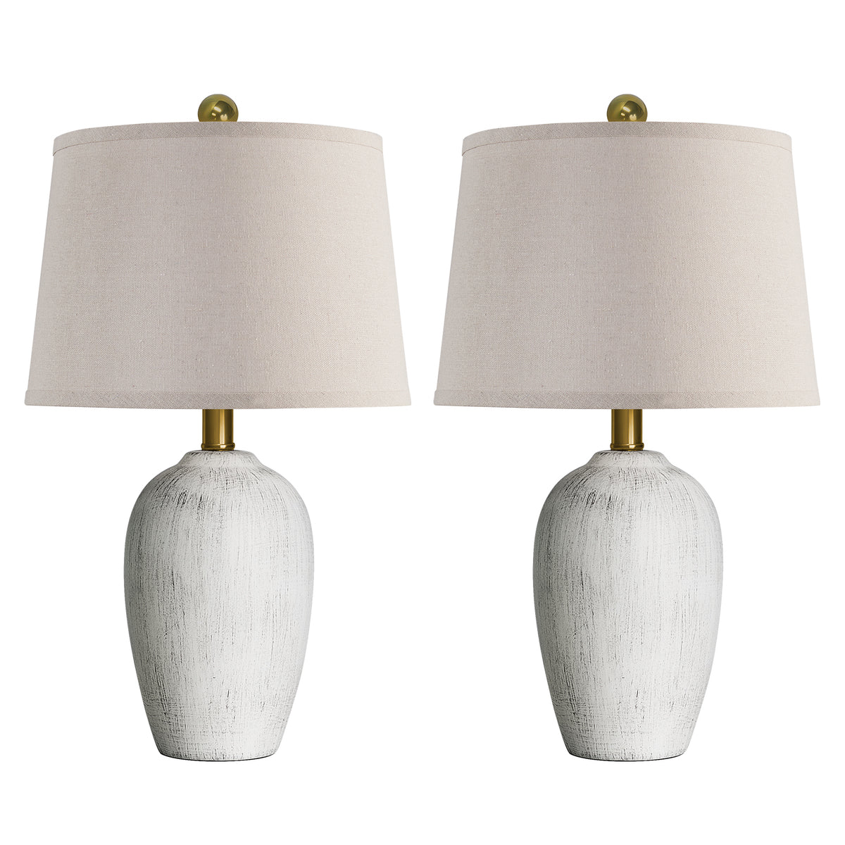 JUJUYUYOP 21" Linen Lampshade Off-White Ceramic Table Lamps Set of 2,Modern Bedside Lamps,for Living Room and Bedrooms(bulb included)