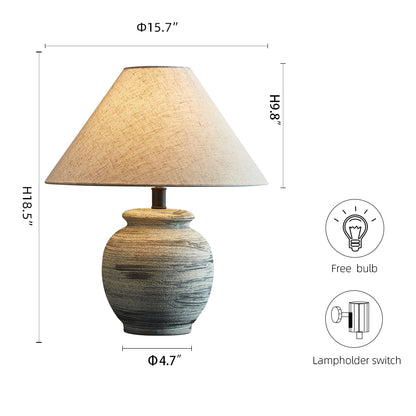 Wabi-Sabi Sandstone Pottery Table Lamp