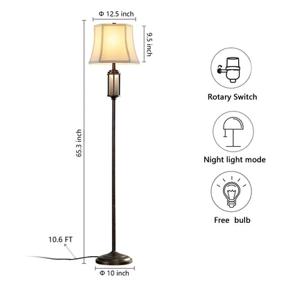 65.8' Antique Brass Finish Floor Lamp With Night Light