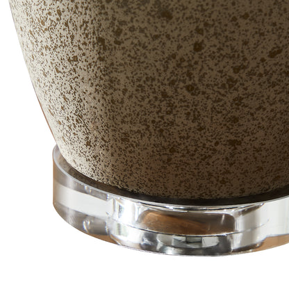 24" Rustic Retro Ceramic Table Lamp with Crystal Base, Includes Free E26 LED Bulb - Farmhouse Bedroom & Living Room Lighting