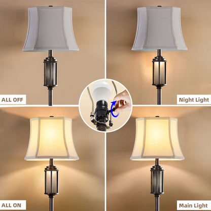 65.8' Antique Brass Finish Floor Lamp With Night Light