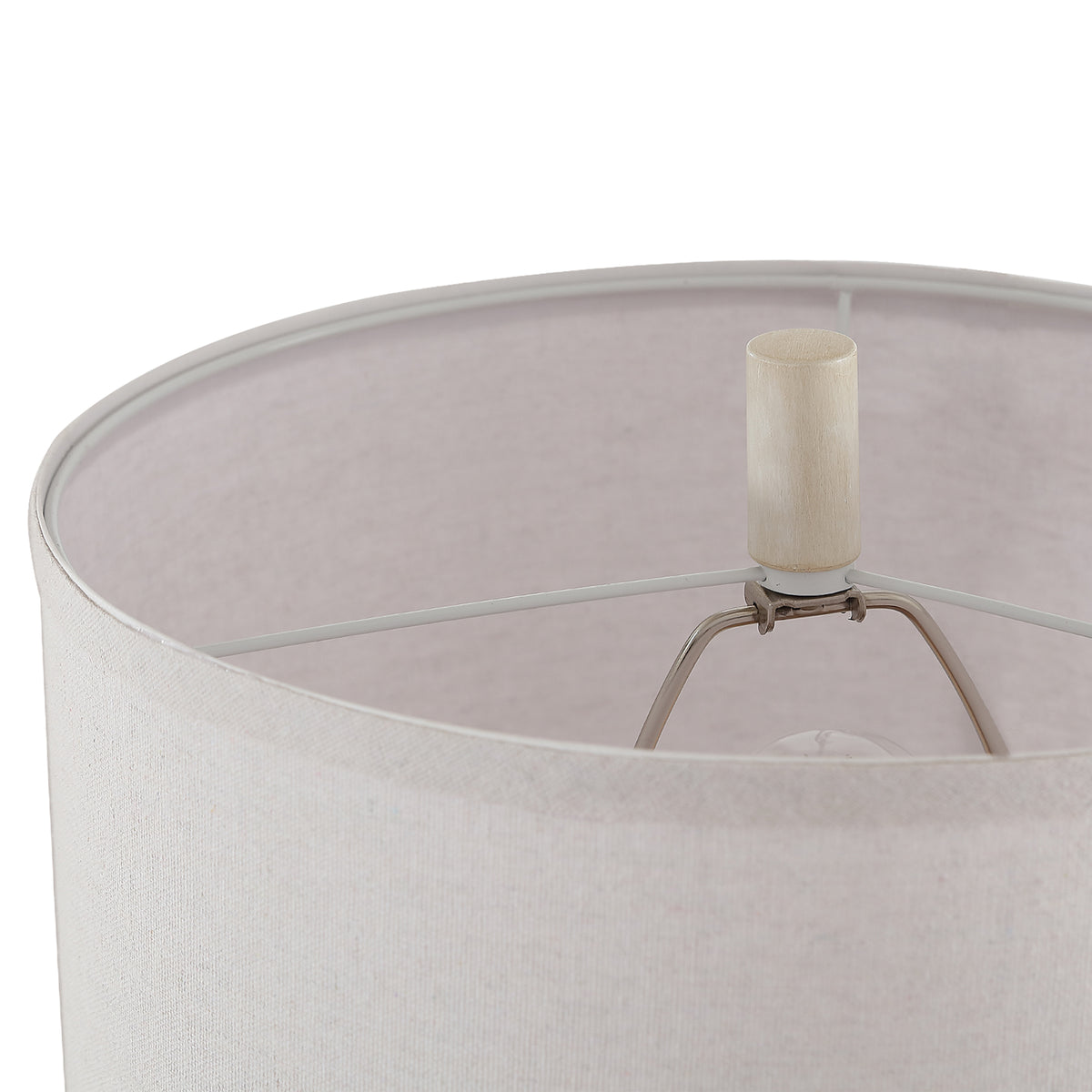 RORIA White Solid Wood Floor Lamp, 65” Modern-Style Standing Lamp, Featuring a Round Linen Shade and a Zip-Pull Switch, for Living Room, Bedrooms, and Offices.
