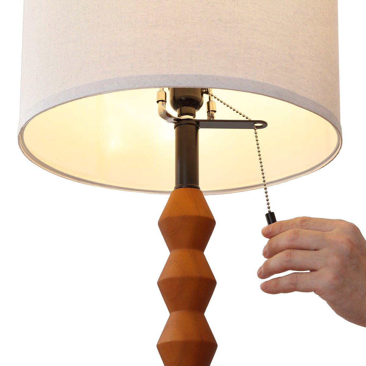 RORIA 65" Solid Wood Floor Lamp, With a Pull Chain Switch,Modern-Style Standing Lamp, for Living Room, Bedrooms, and Offices.