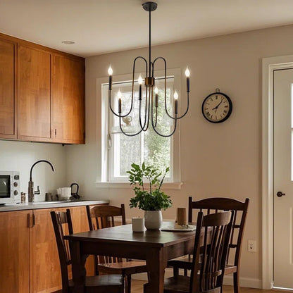 6-Light Classic Farmhouse Candle Chandelier with Adjustable Chain – Height Adapts to 8-12ft Ceilings