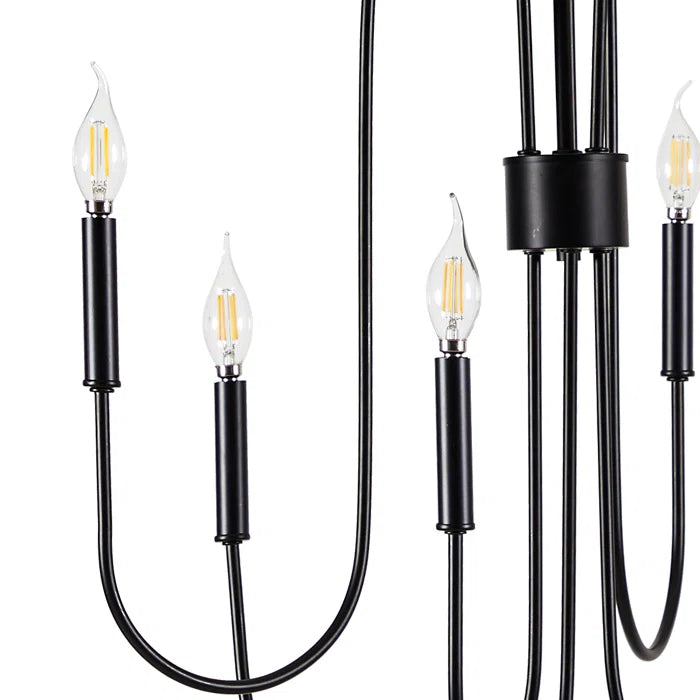 6-Light Classic Farmhouse Candle Chandelier with Adjustable Chain – Height Adapts to 8-12ft Ceilings