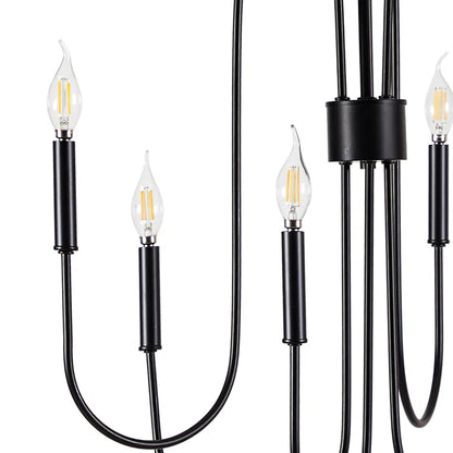 6-Light Classic Farmhouse Candle Chandelier with Adjustable Chain – Height Adapts to 8-12ft Ceilings