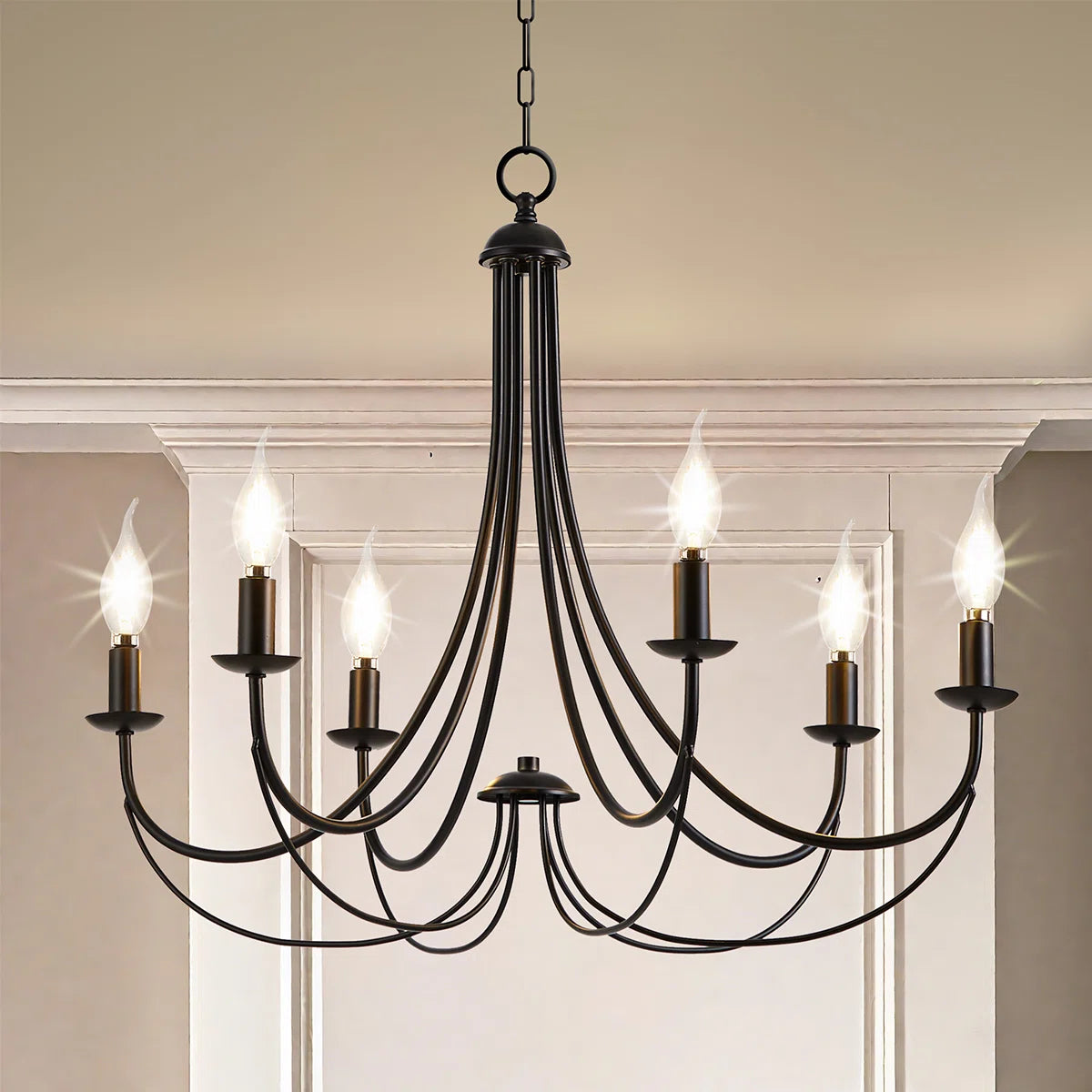 6 - Light Dimmable Classic / Traditional Chandelier，72" Adjustable Chain