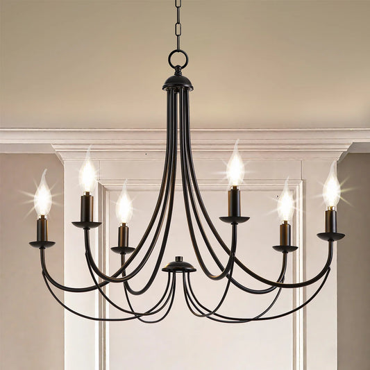 6 - Light Dimmable Classic / Traditional Chandelier，72" Adjustable Chain