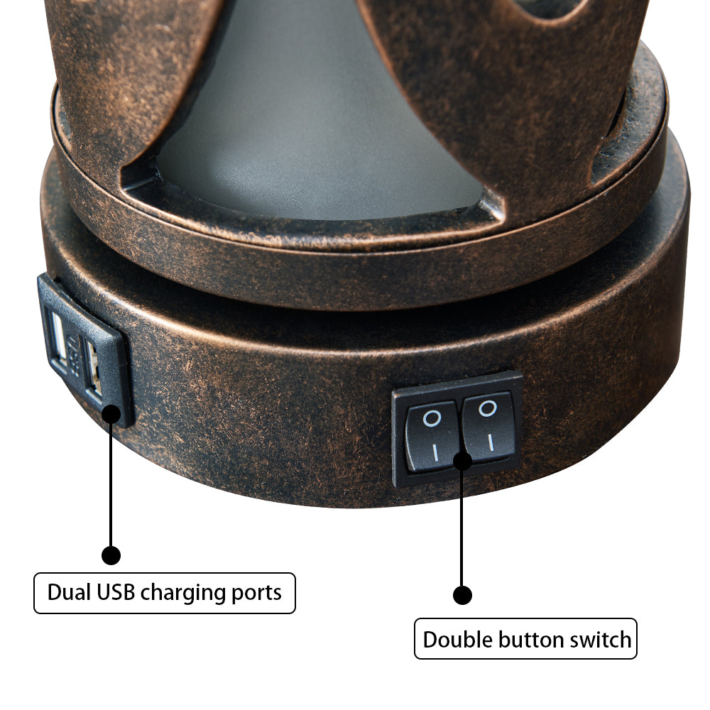 26" Industrial Table Lamp set with Dual USB Ports And Night Light ( Set of 2)