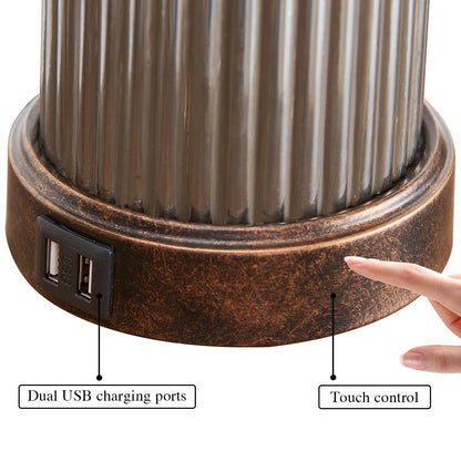 Alaric 26" Strip Glass Table Lamp Set With USB Ports (Set of 2)