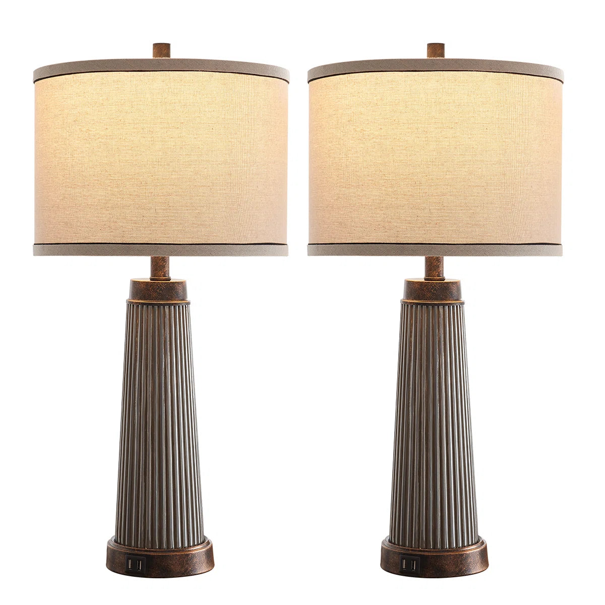 Alaric 26" Strip Glass Table Lamp Set With USB Ports (Set of 2)