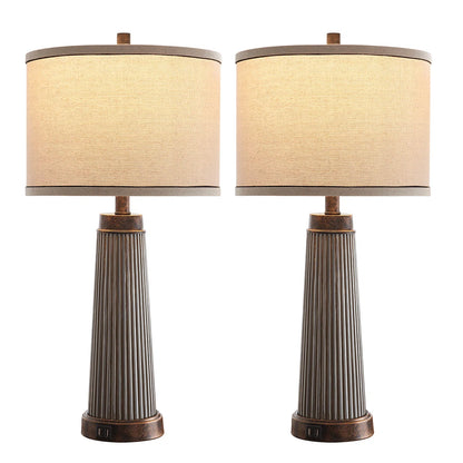 Alaric 26" Strip Glass Table Lamp Set With USB Ports (Set of 2)