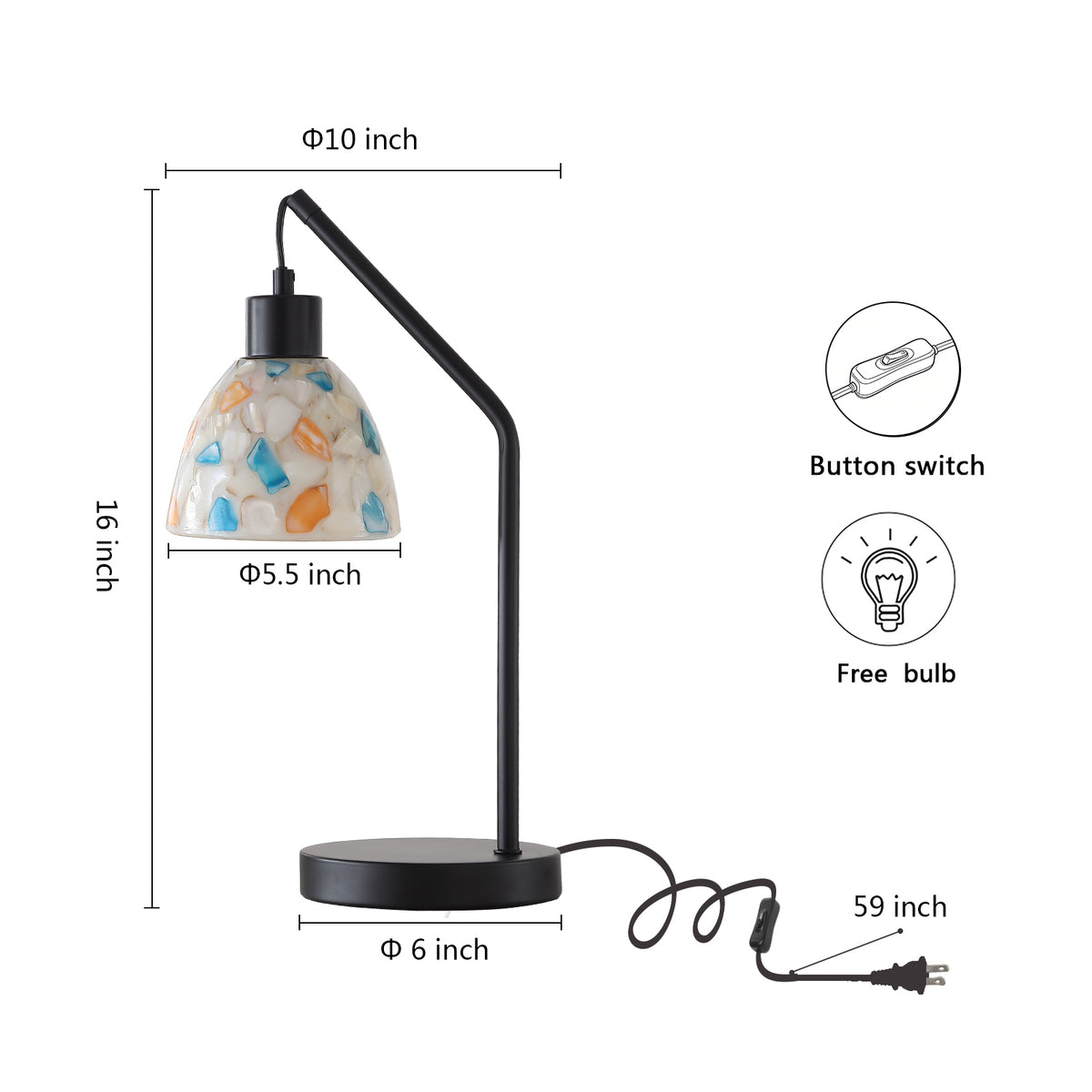 Rohopeto Table Lamps Set of 2, 15.94" , Stained-Glass Table Lamps, Bedside Lamps， for Nightstand and Living room(Bulb Included)Nightlight,Modern Bedroom Table Lamps