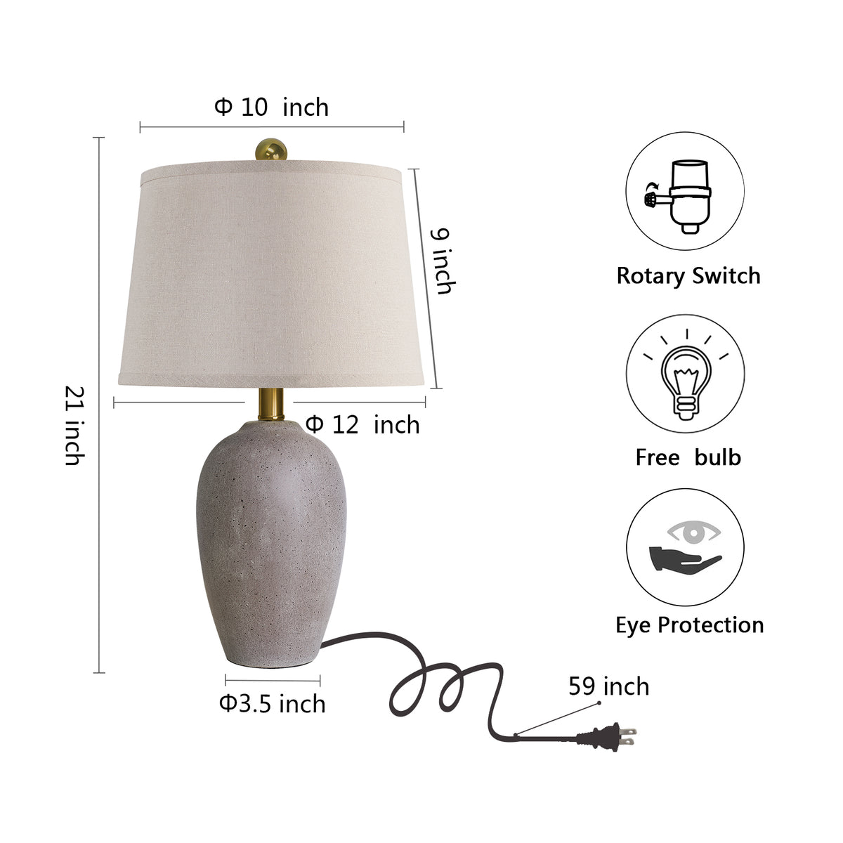JUJUYUYOP 21"Ceramic Table Lamps Set of 2,for Living Room and Bedrooms, Modern Bedside Nightstand Lamps (Bulbs Included)